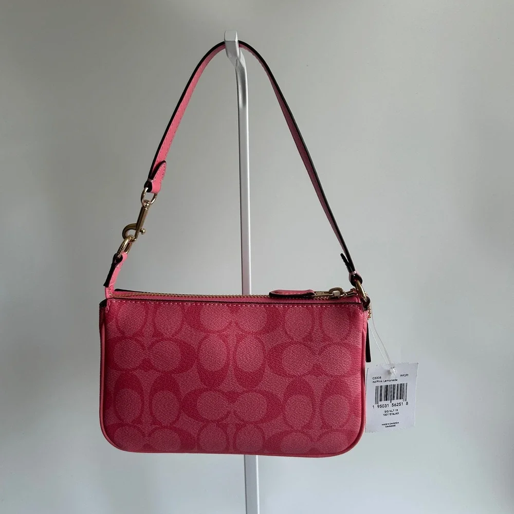 Coach Nolita 19 Pink Lemonade Signature Canvas‎ Wristlet Shoulder Bag NEW